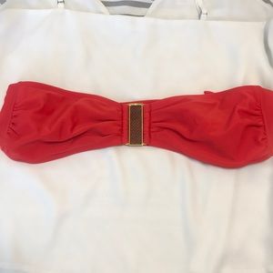 VIX red strapless top with brown jewel in middle!